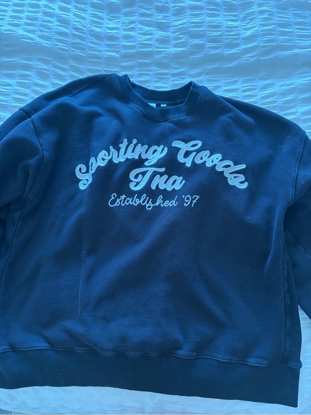 TNA Navy Crewneck Sweatshirt with White Script Logo